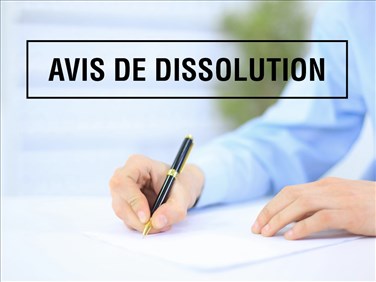 Avis de demande de dissolution