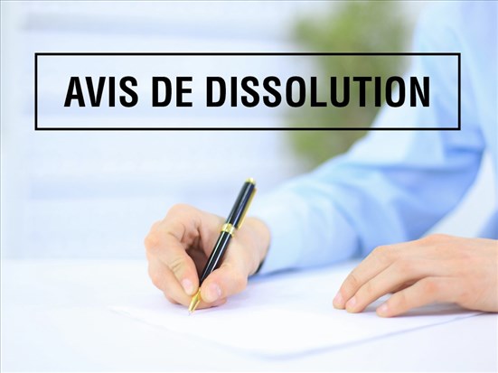 Avis de demande de dissolution