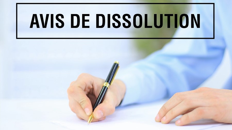 Avis de demande de dissolution