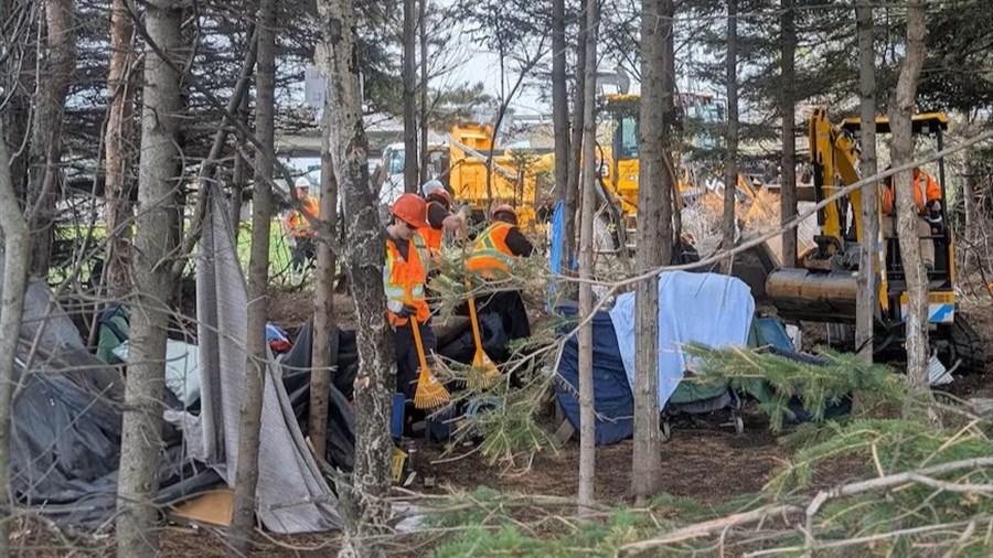 Opération de nettoyage dans un campement de sans-abris à Chicoutimi